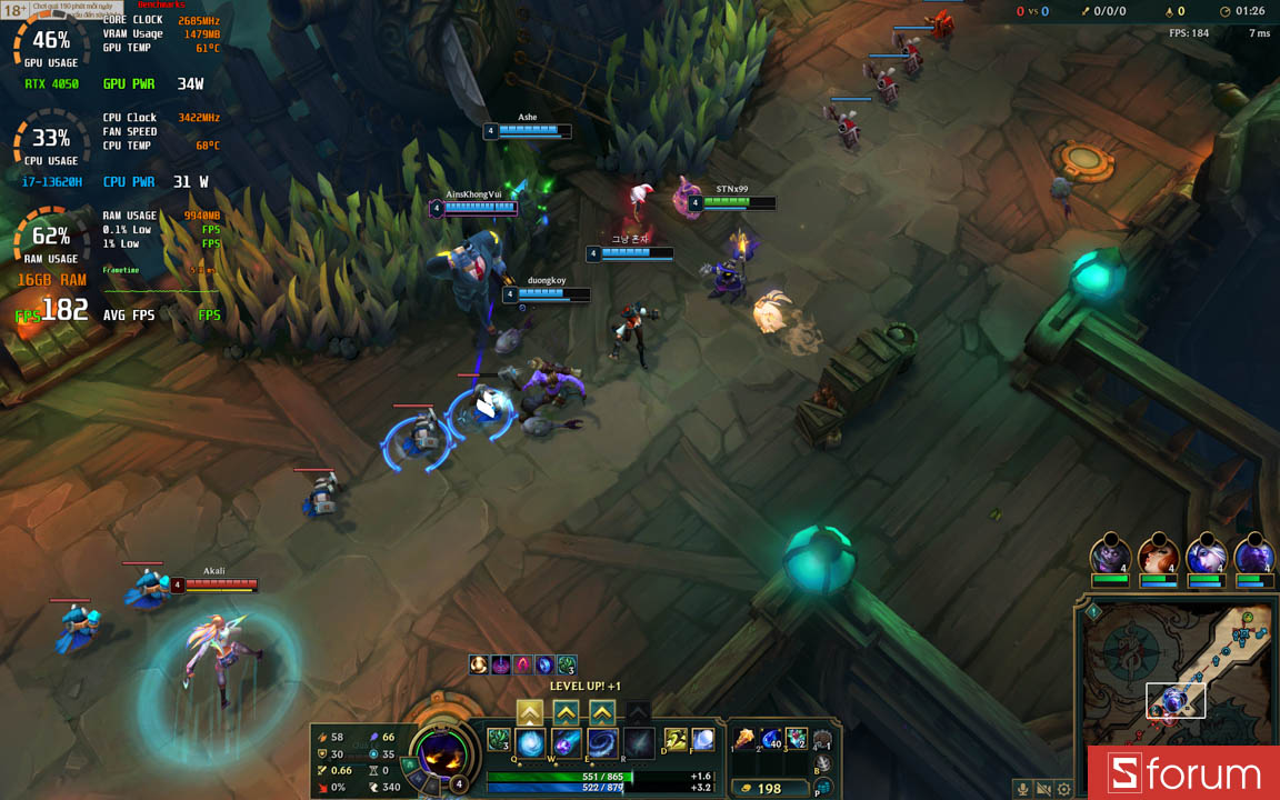 Liên minh huyền thoại trên Gigabyte Gaming A16