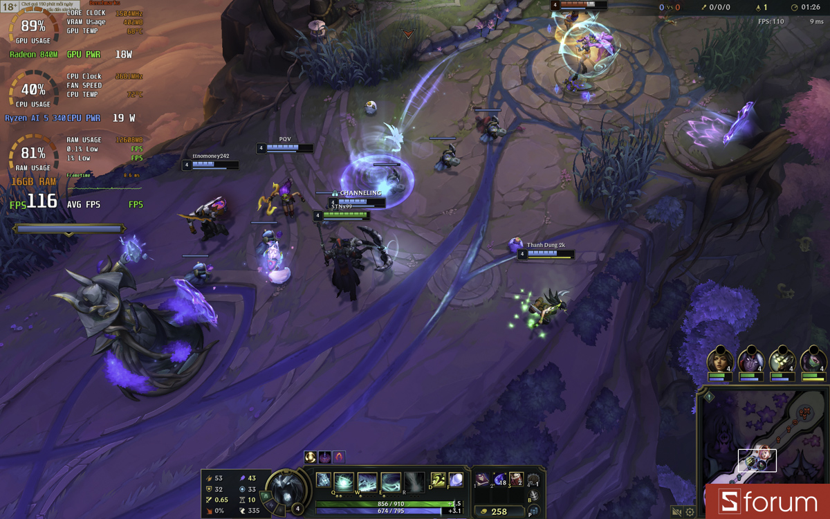 Liên minh huyền thoại trên HP OmniBook 7 Aero