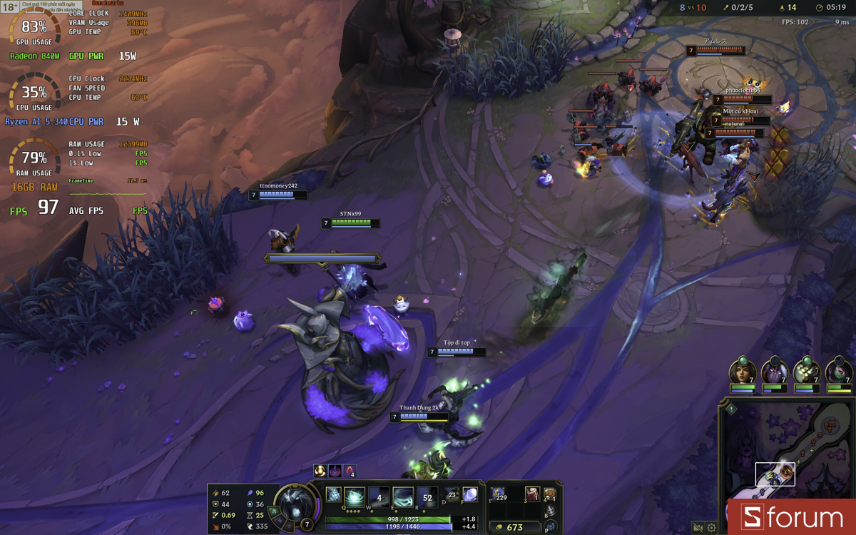 Liên minh huyền thoại trên HP OmniBook 7 Aero