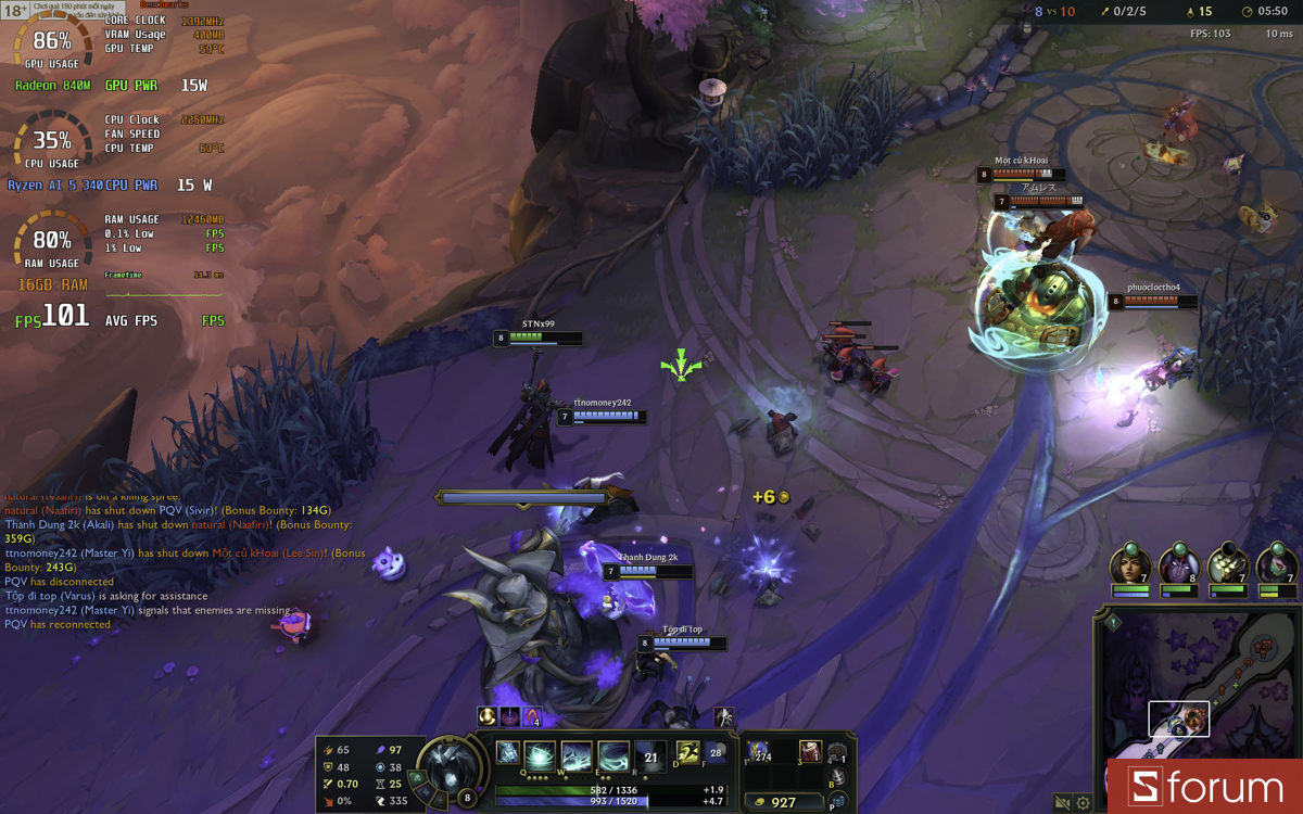 Liên minh huyền thoại trên HP OmniBook 7 Aero