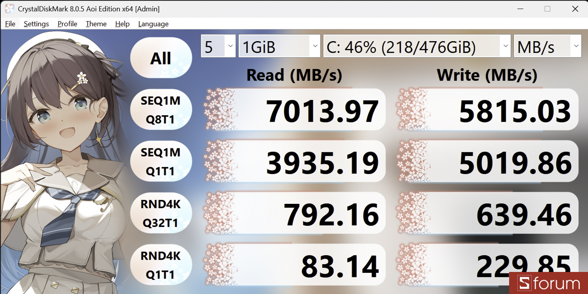 CrystalDiskMark trên HP OmniBook 7 AI
