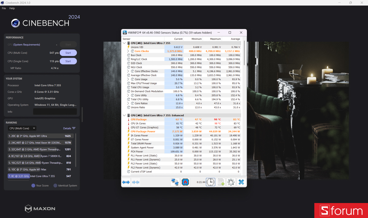 Cinebench R24 trên Lenovo IdeaPad Slim 3i 2026