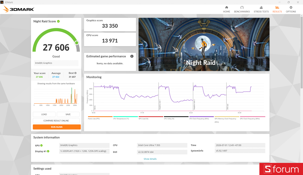3DMark trên Lenovo IdeaPad Slim 3i 2026