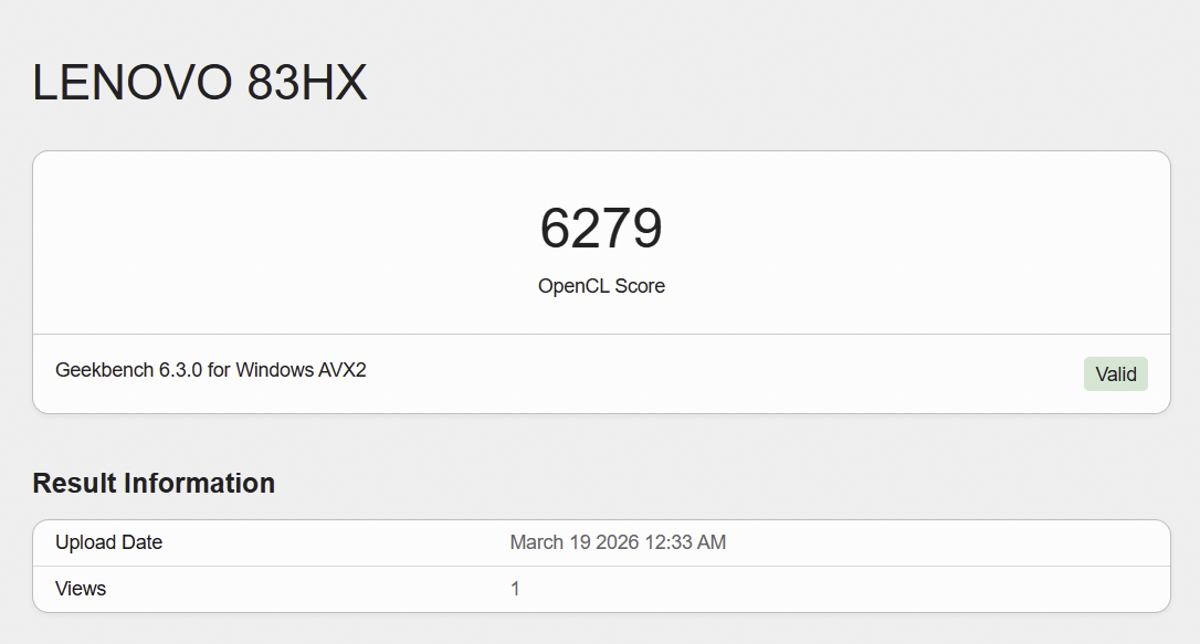 Geekbench 6 trên Lenovo IdeaPad Slim 5
