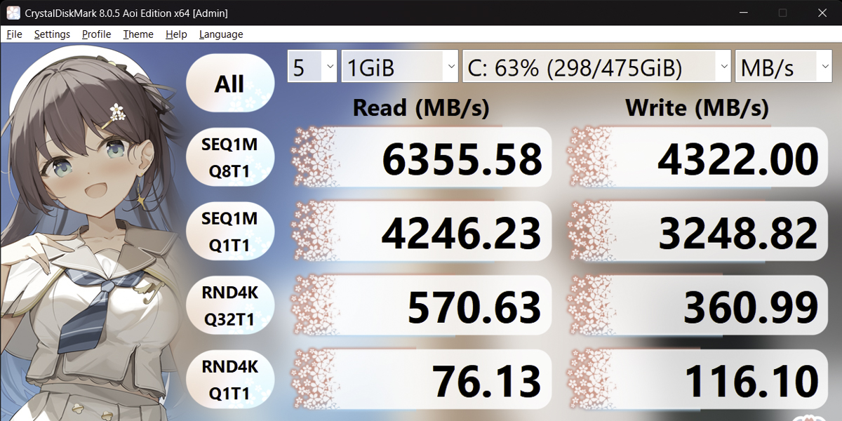 CrystalDiskMark trên Lenovo IdeaPad Slim 5