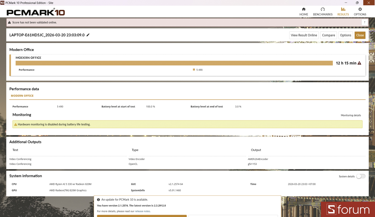 Thời lượng pin trên Lenovo IdeaPad Slim 5