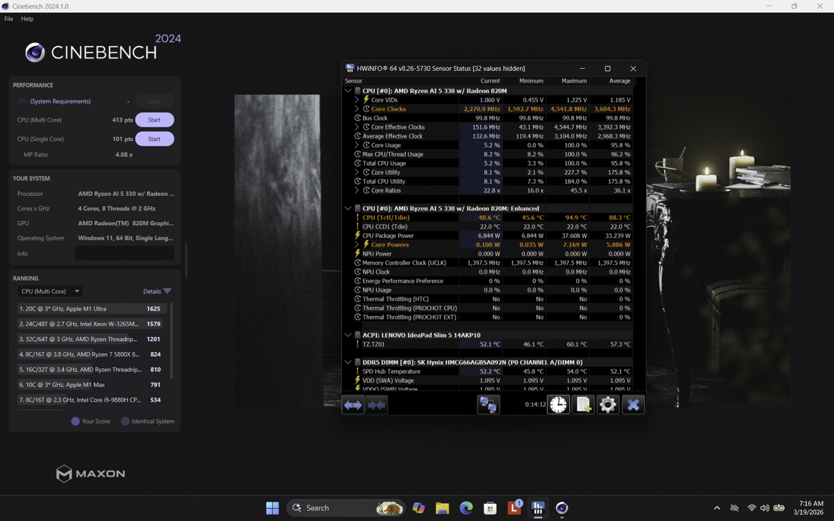Cinebench R24 trên Lenovo IdeaPad Slim 5