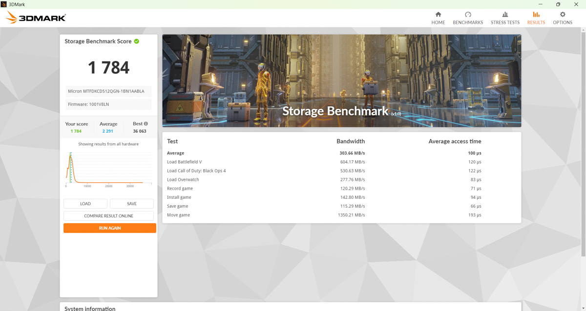 3DMark Stoarge Benchmark trên Lenovo LOQ 15ARP10E