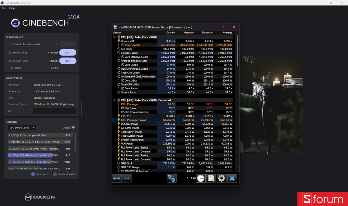 Cinebench R24 trên Lenovo Yoga Pro 7