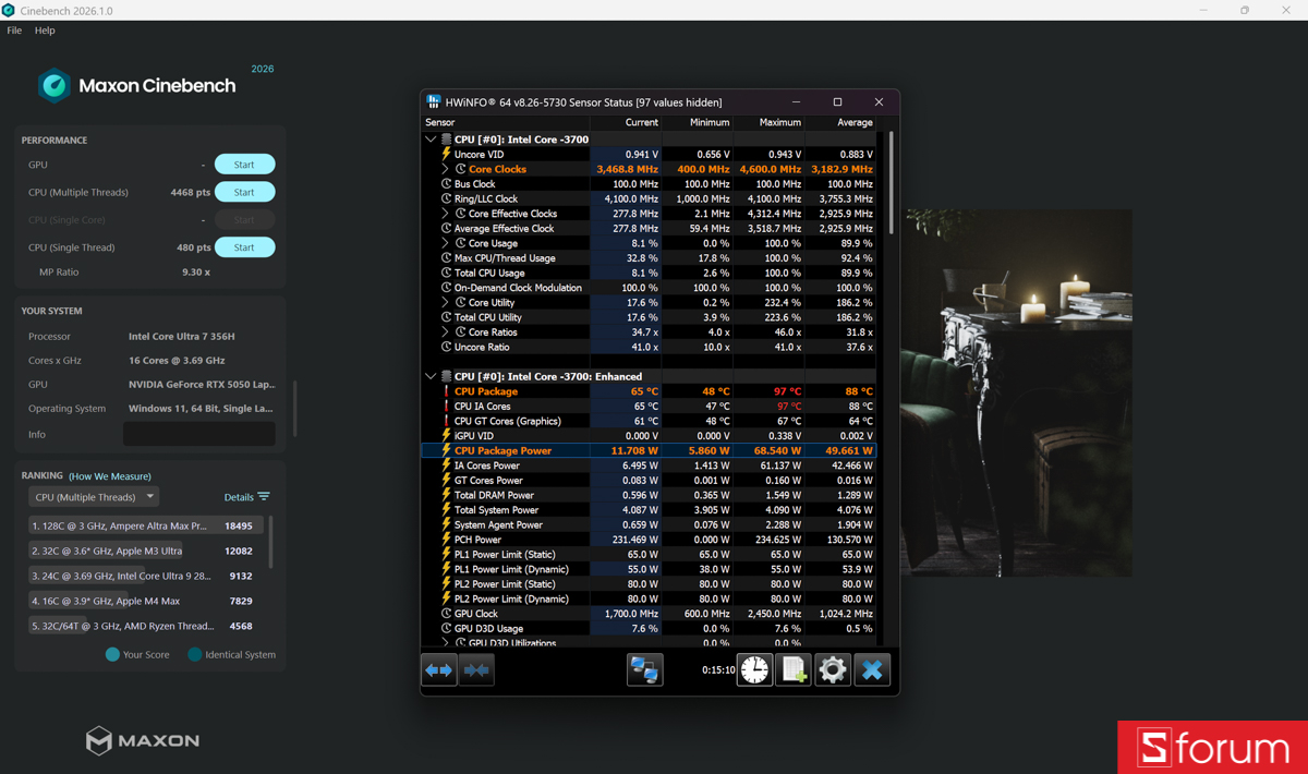 Cinebench R26 trên Lenovo Yoga Pro 7
