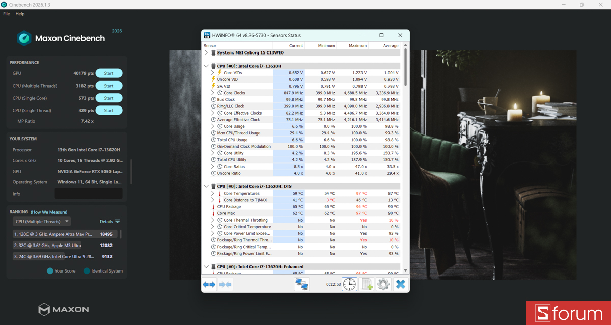 Cinebench R26 trên MSI Cyborg 15 C13WEO