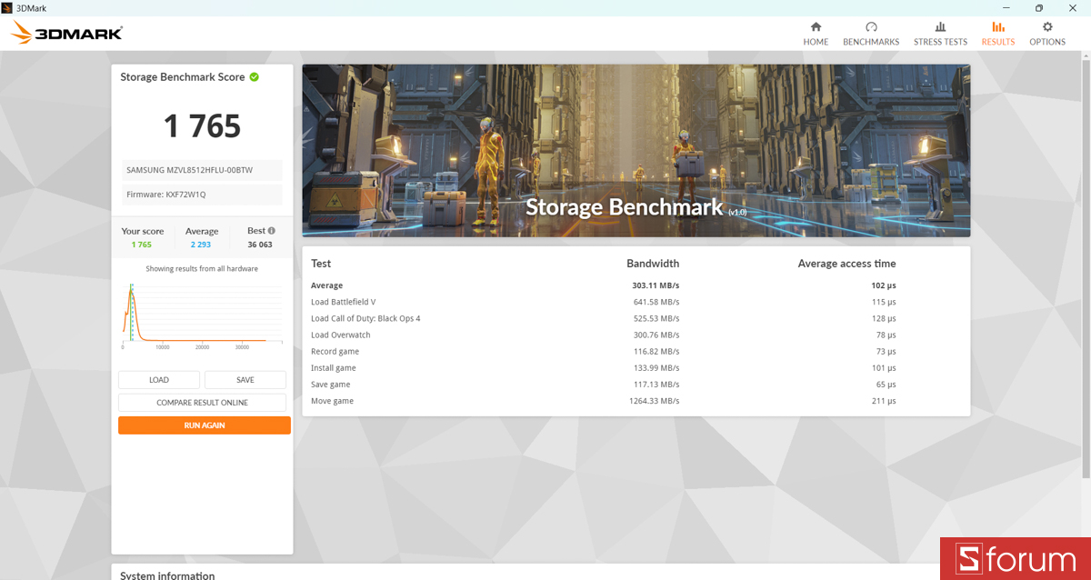 3DMark Storage Benchmark trên MSI Cyborg 15 C13WEO