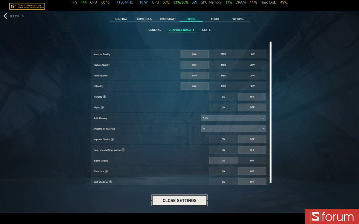 Valorant trên MSI Modern 14S AI+