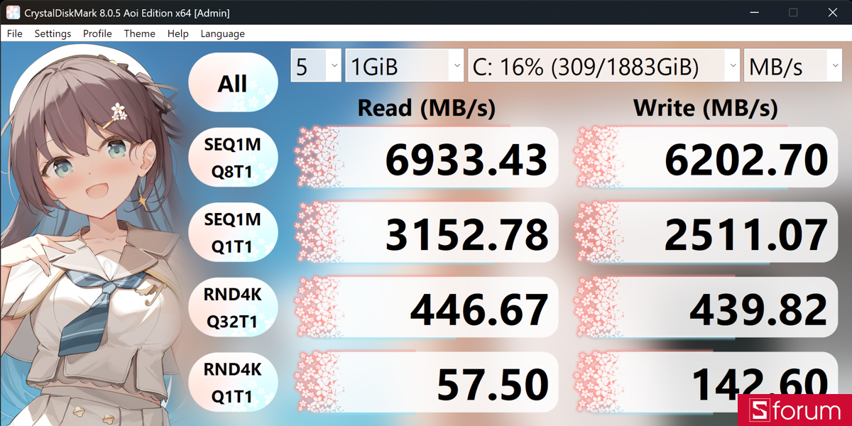 CrystalDiskMark trên MSI Prestige 13 AI+ Ukiyoe Edition
