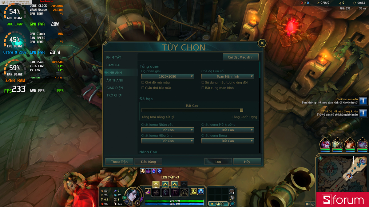 Liên minh huyền thoại trên MSI Prestige 13 AI+ Ukiyoe Edition