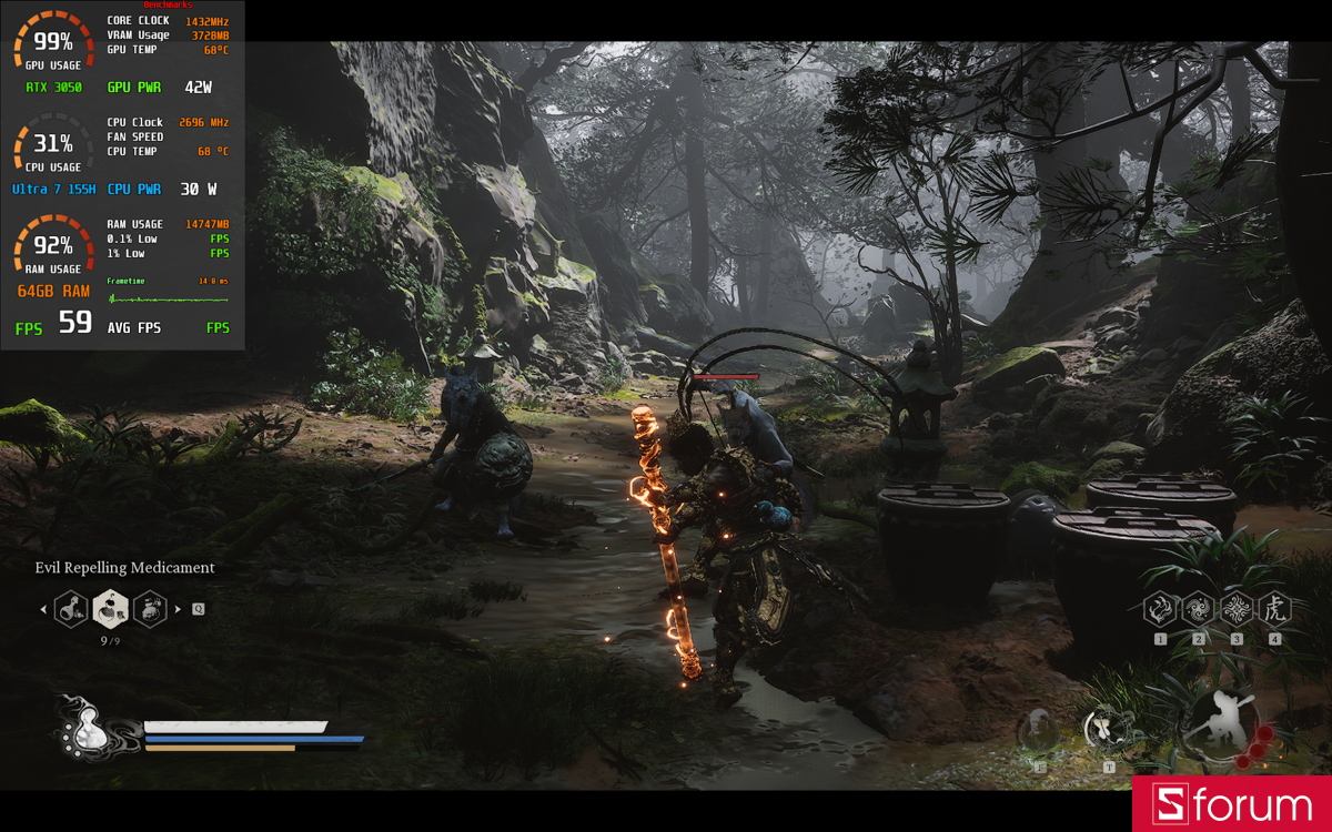 Black Myth Wukong trên MSI Prestige 14 AI Studio