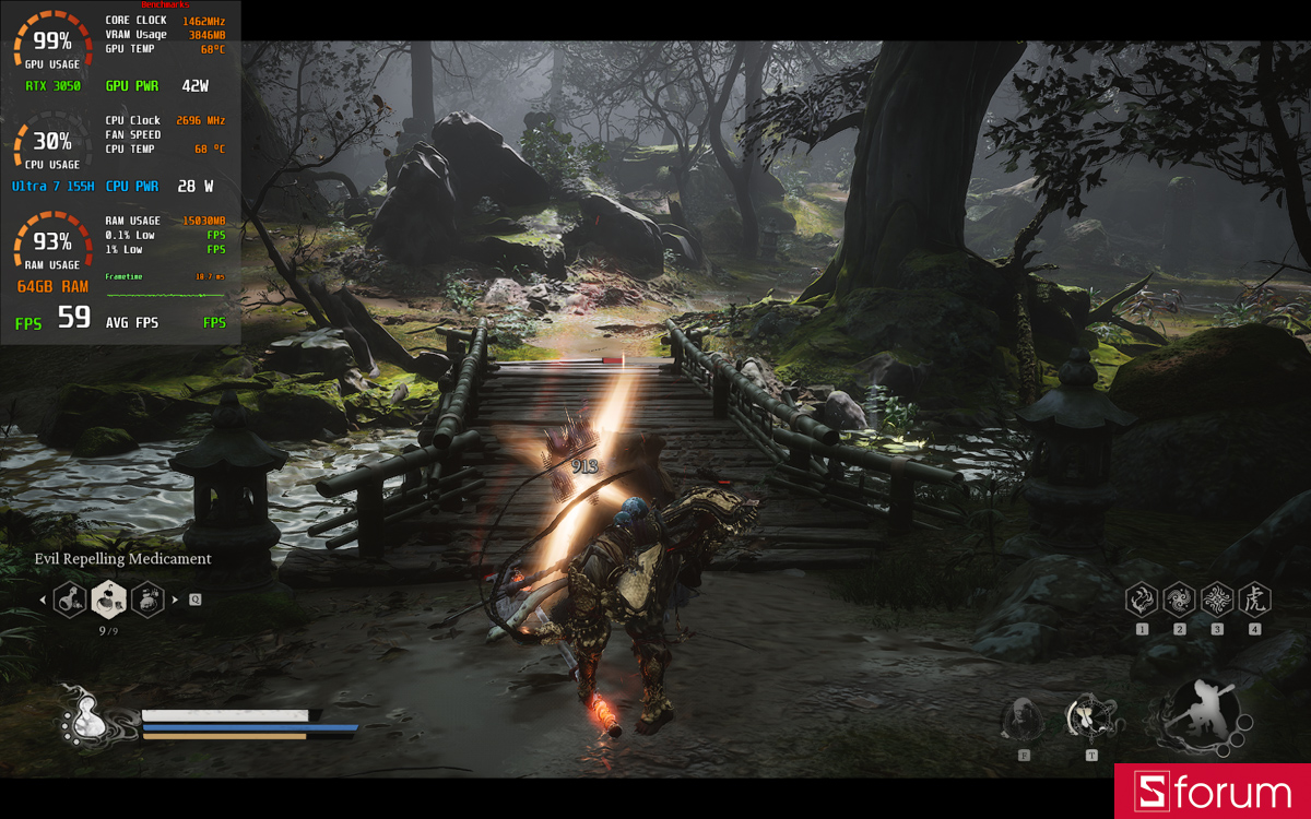 Black Myth Wukong trên MSI Prestige 14 AI Studio