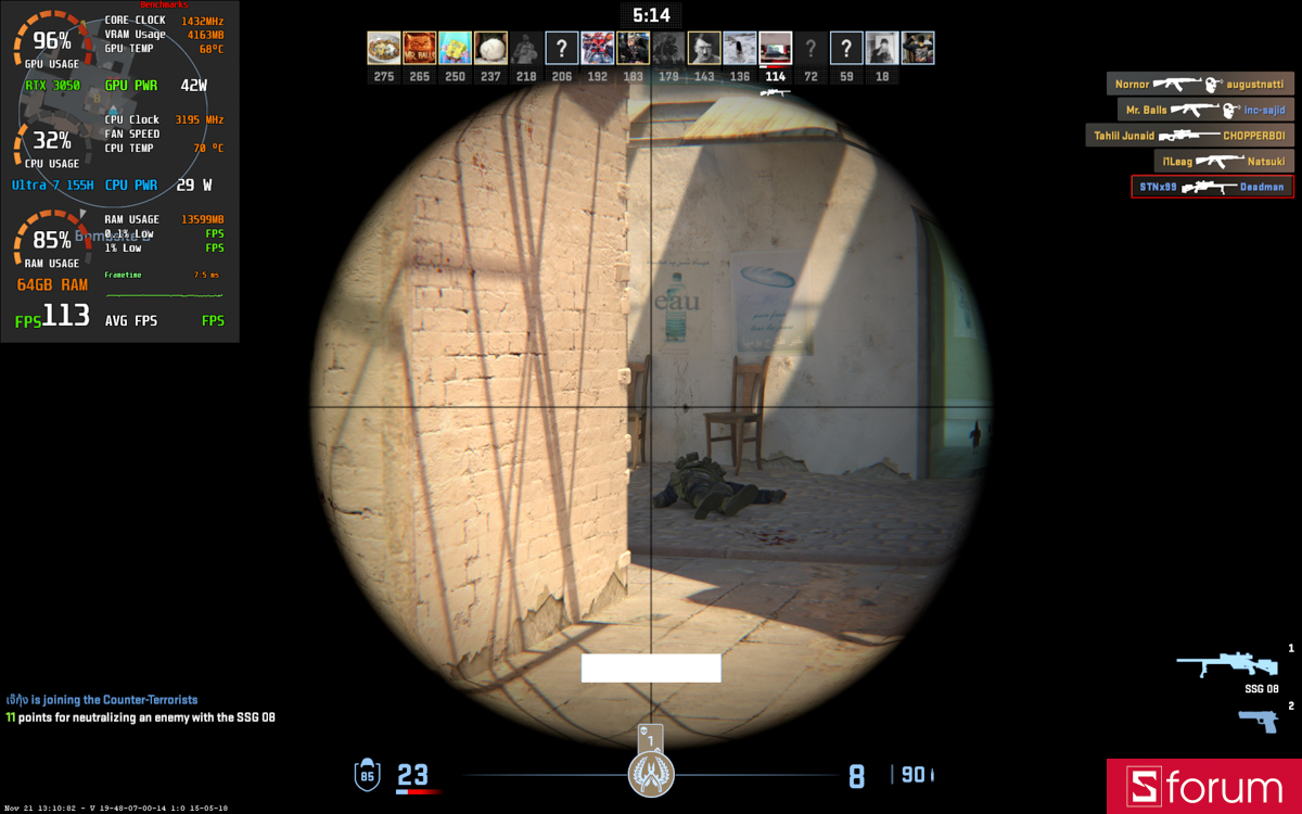 CSGO 2 trên MSI Prestige 14 AI Studio