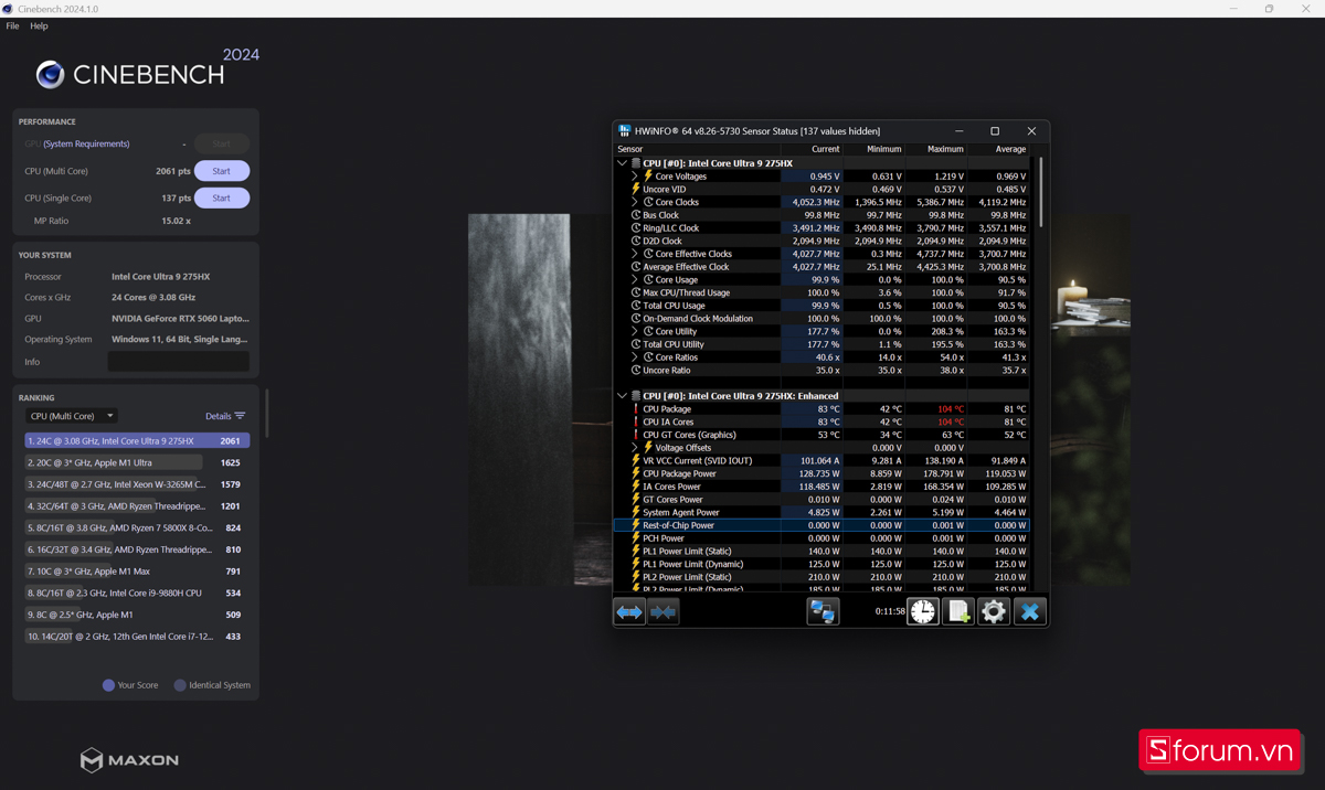 Cinebench R24 trên Lenovo Legion Pro 5
