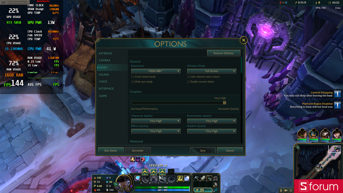 Liên minh huyền thoại trên Lenovo LOQ 15IRX11