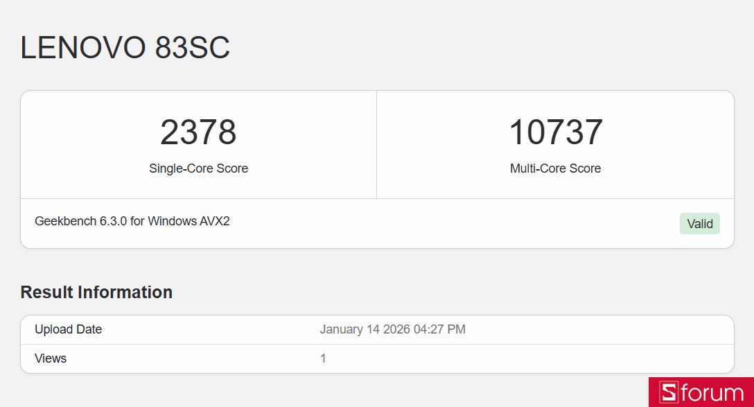 Geekbench 6 trên Lenovo LOQ 15IRX11