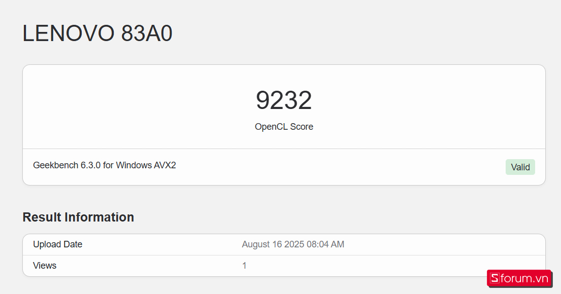 Geekbench 6 trên Lenovo V14 G4