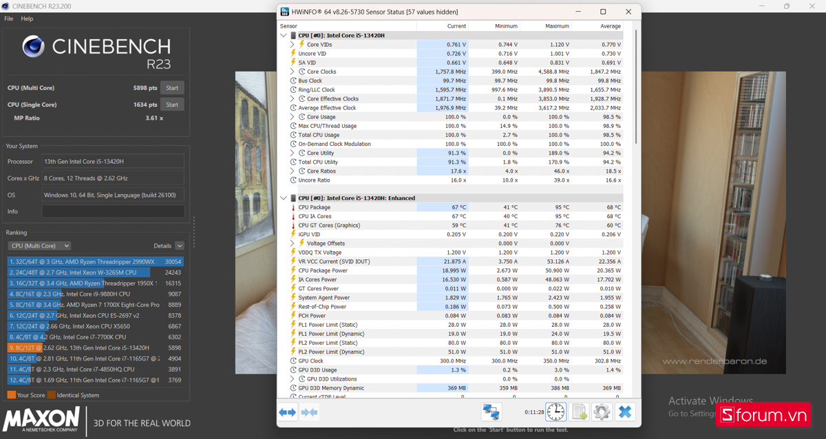 Cinebench R23 trên Lenovo V14 G4