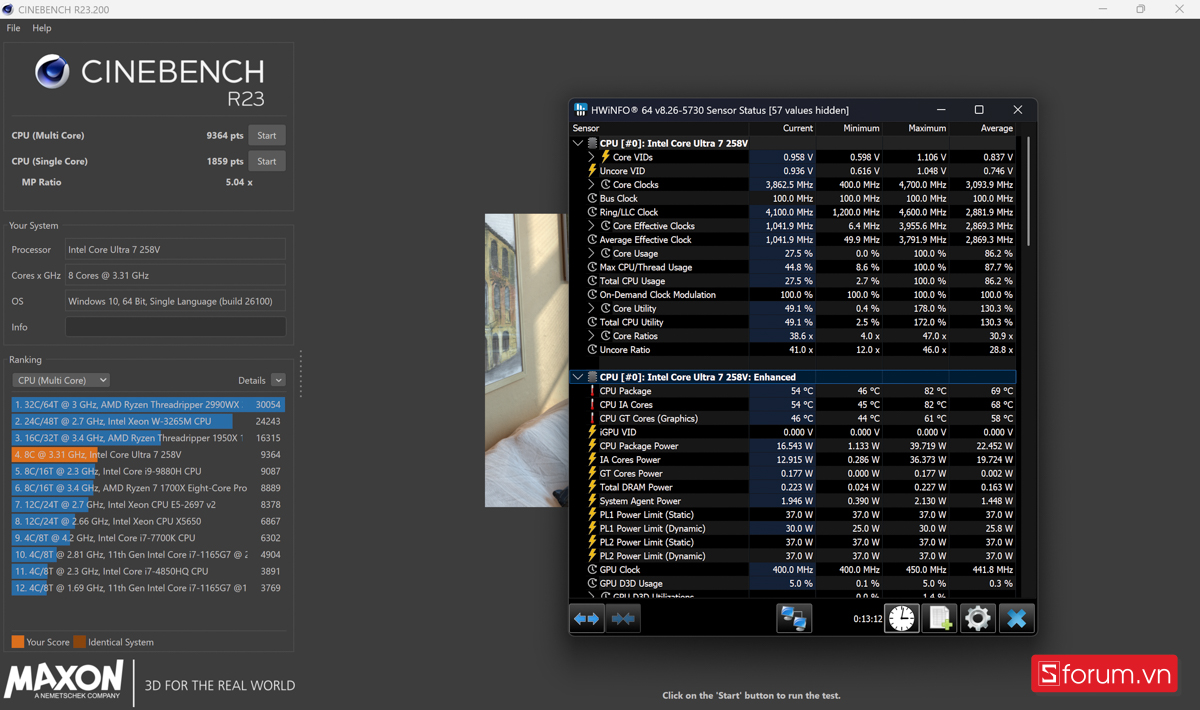 Cinebench R23 trên Lenovo YOGA Slim 7 2025