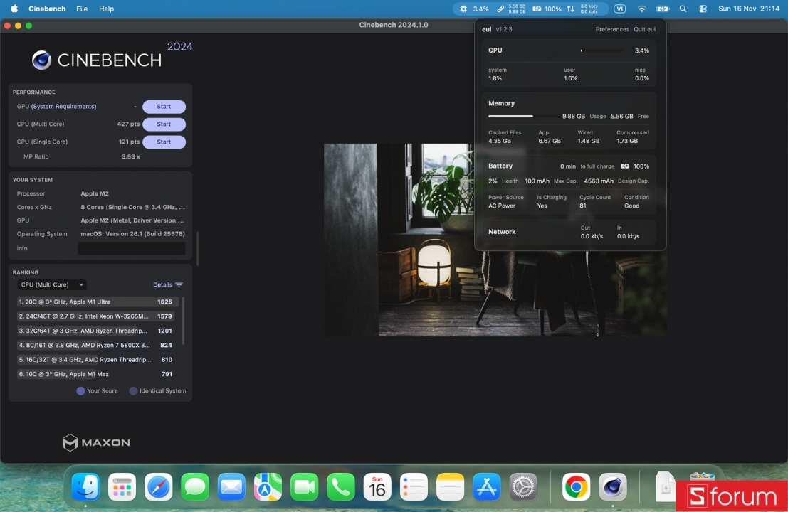 Cinebench R24 trên MacBook Air M2