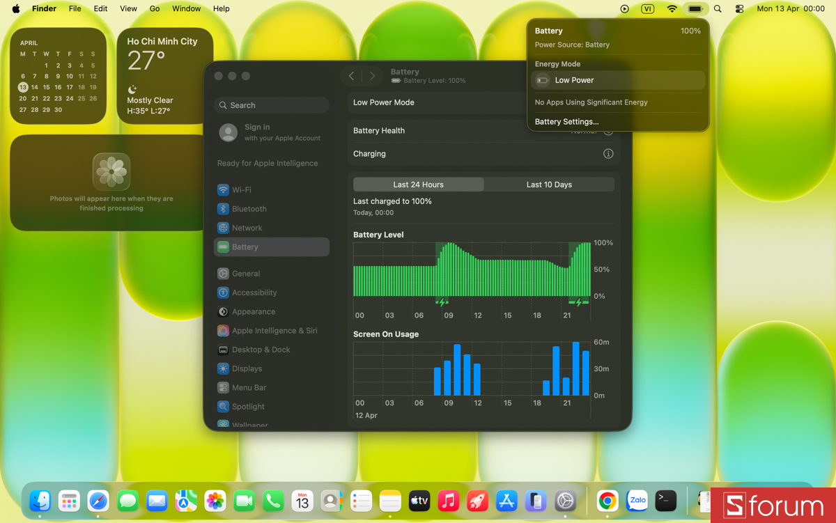 Thời lượng pin lúc bắt đầu trên MacBook Neo
