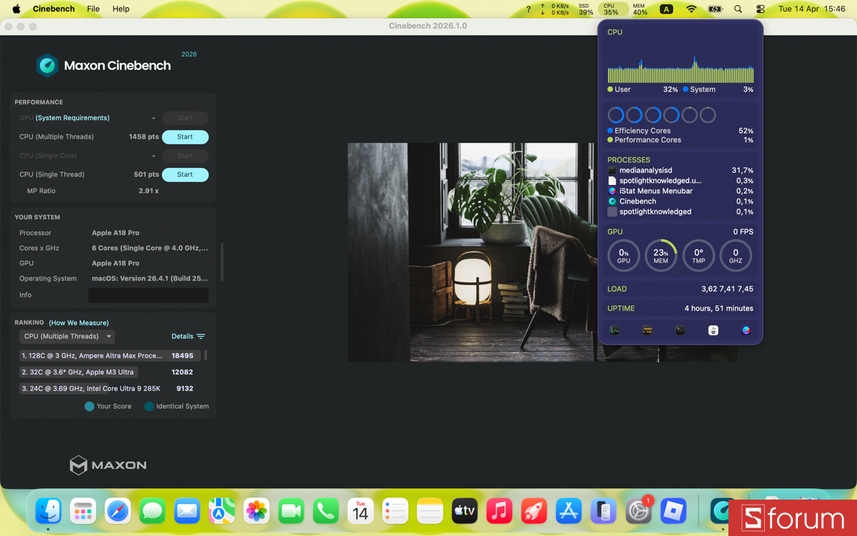 Cinebench R26 trên MacBook Neo