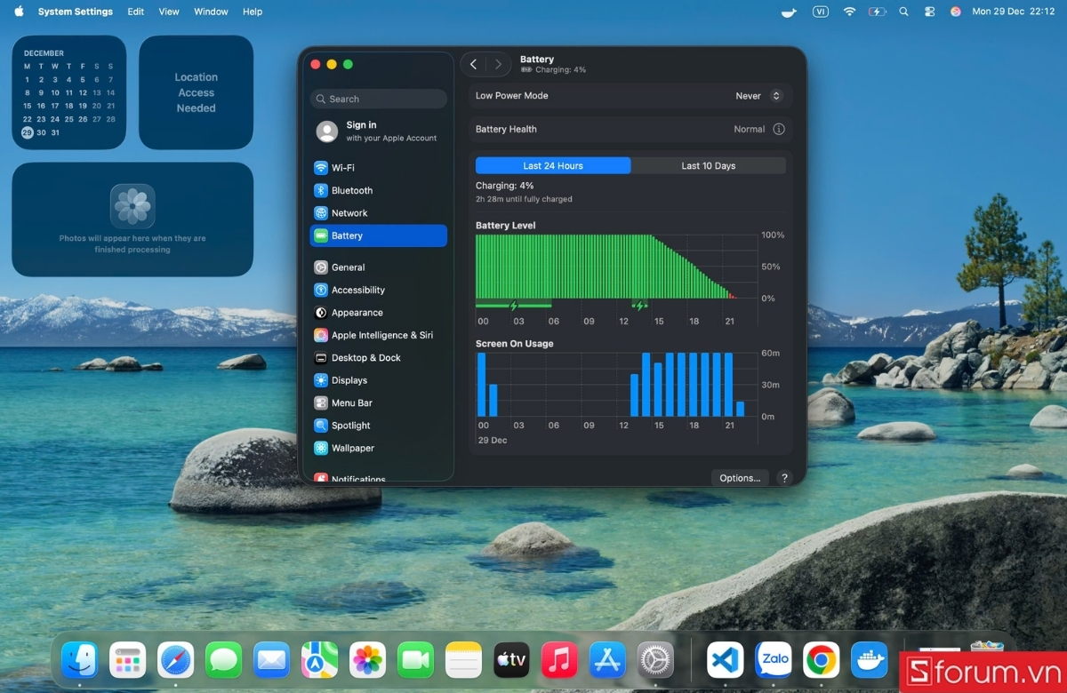 Thời lượng pin trên MacBook Pro M4