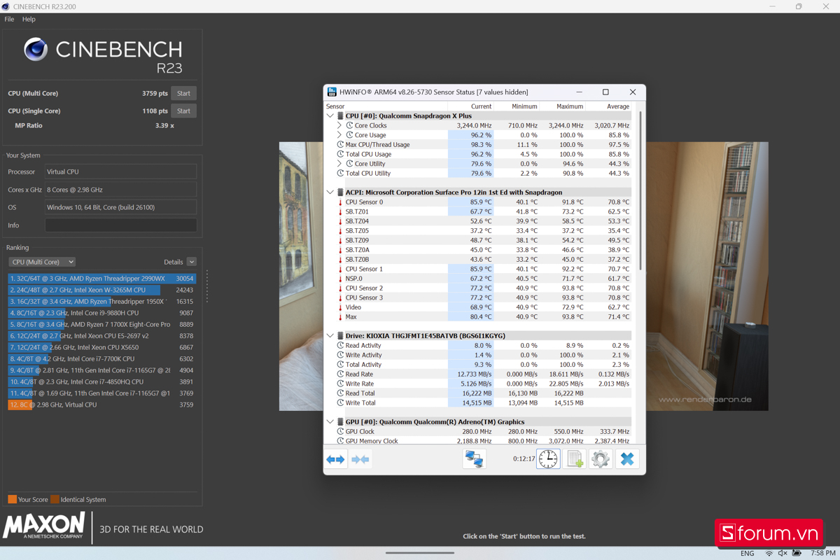 Cinebench R23 Microsoft Surface Pro 12