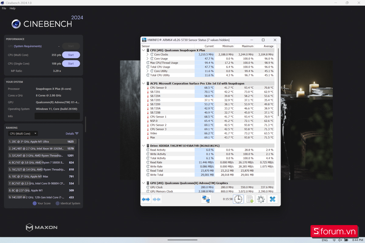 Cinebench R24 Microsoft Surface Pro 12