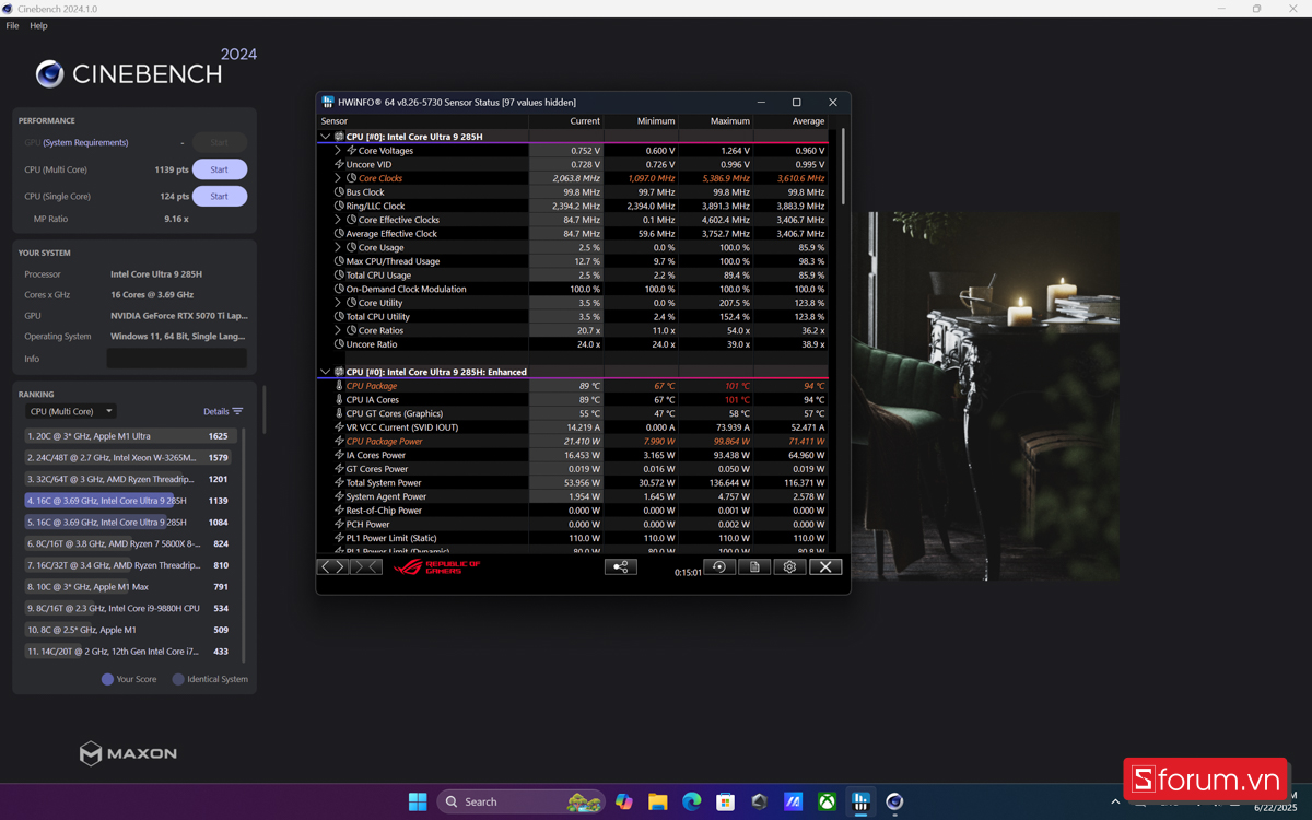 Cinebench R24 của ROG Zephyrus G16