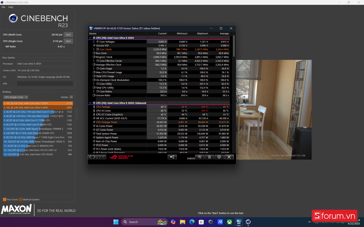 Cinebench R23 của ROG Zephyrus G16