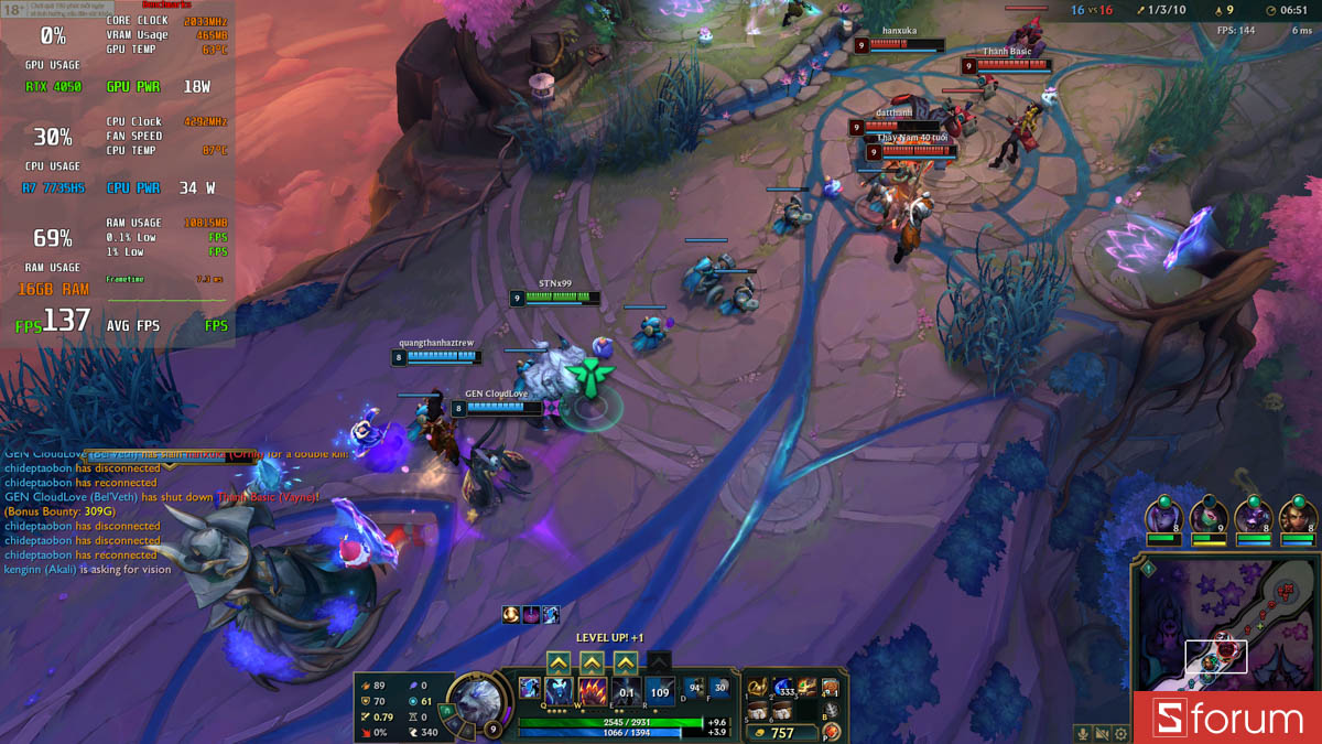 Liên minh huyền thoại với laptop gaming 16GB