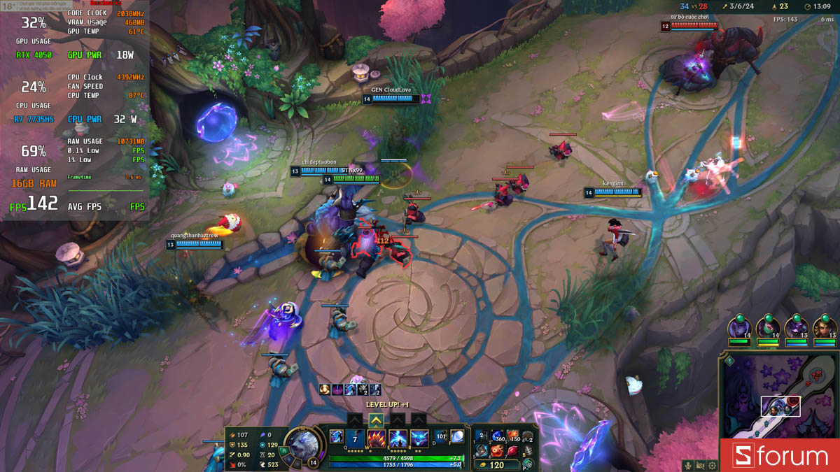 Liên minh huyền thoại với laptop gaming 16GB