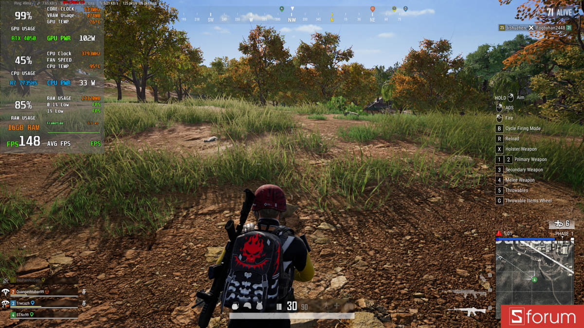 PUBG với laptop gaming 16GB