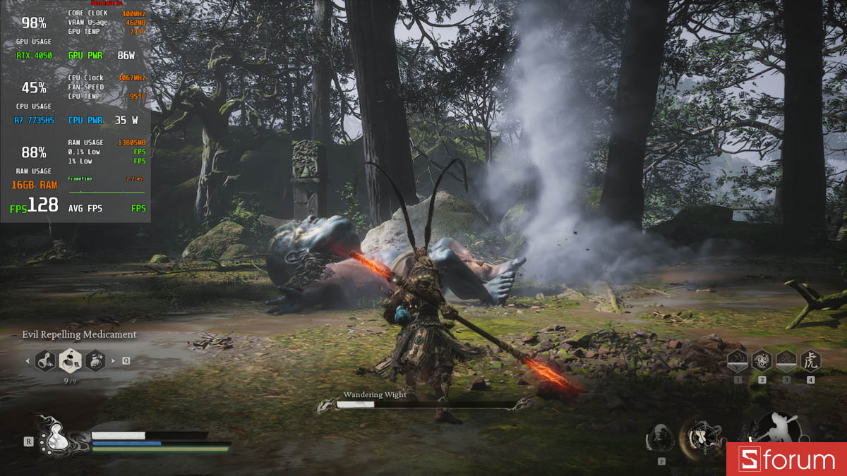 Black Myth Wukong với laptop gaming 16GB