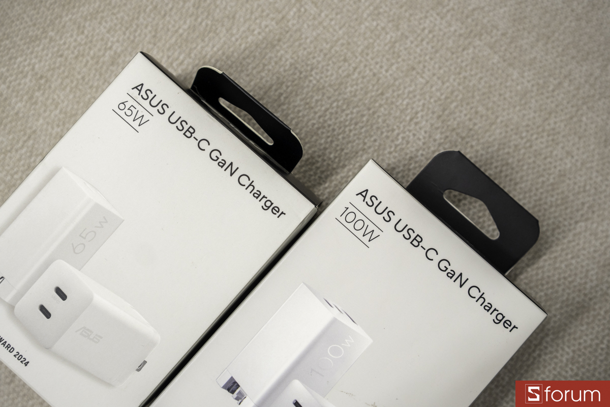 Vỏ hộp ASUS GaN Charger 100W và 65W
