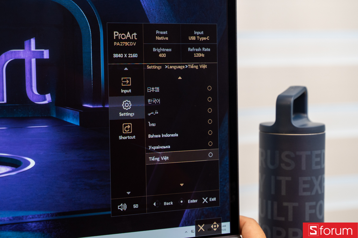 Menu chức năng trên ASUS ProArt PA279CVD