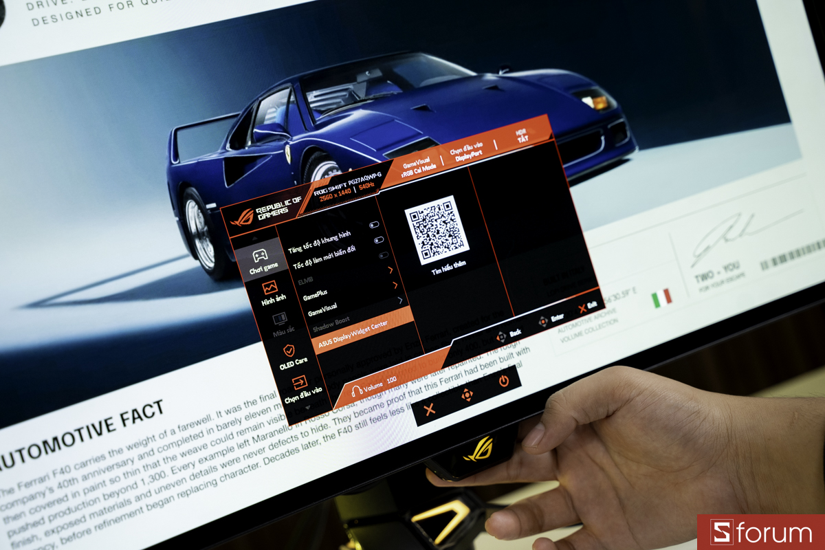Menu settings trên ASUS ROG Swift OLED PG27AQWP-G EDITION 20