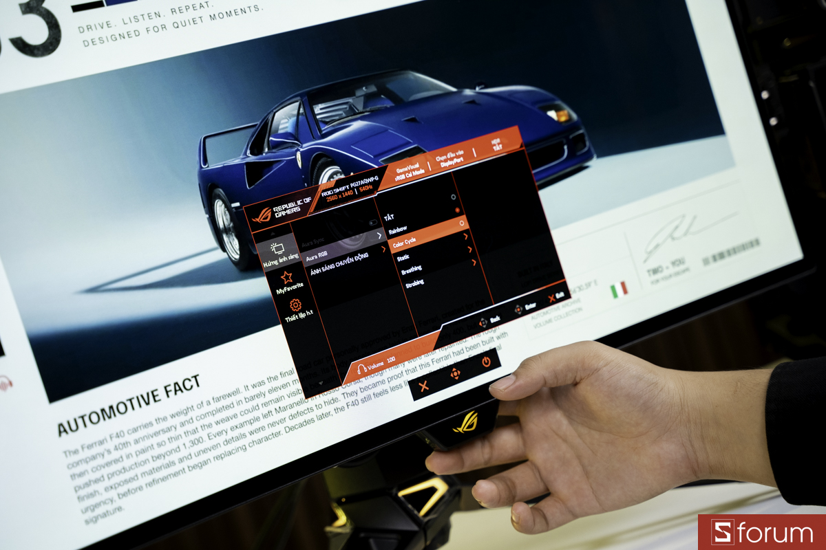 Menu settings trên ASUS ROG Swift OLED PG27AQWP-G EDITION 20