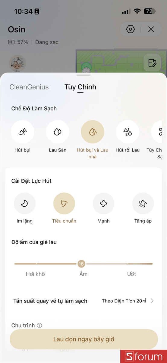Tuỳ chỉnh hiệu suất Dreame X60 Ultra qua app