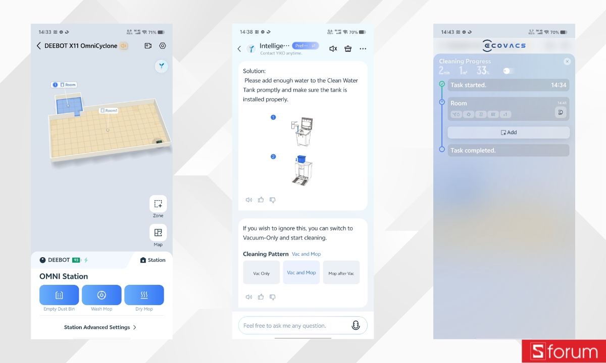 Ecovacs Deebot X11 Omni Cyclone có thể thiết lập và giám sát trên app