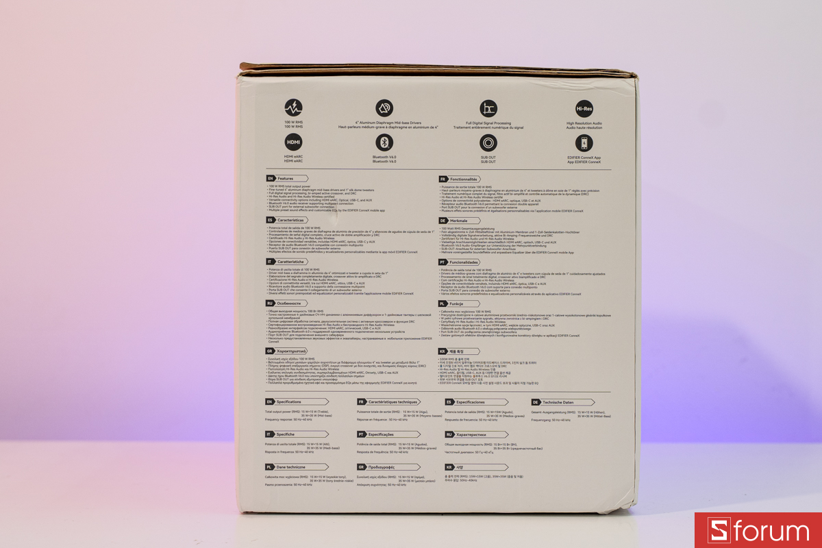 Mặt cạnh vỏ hộp Edifier M90