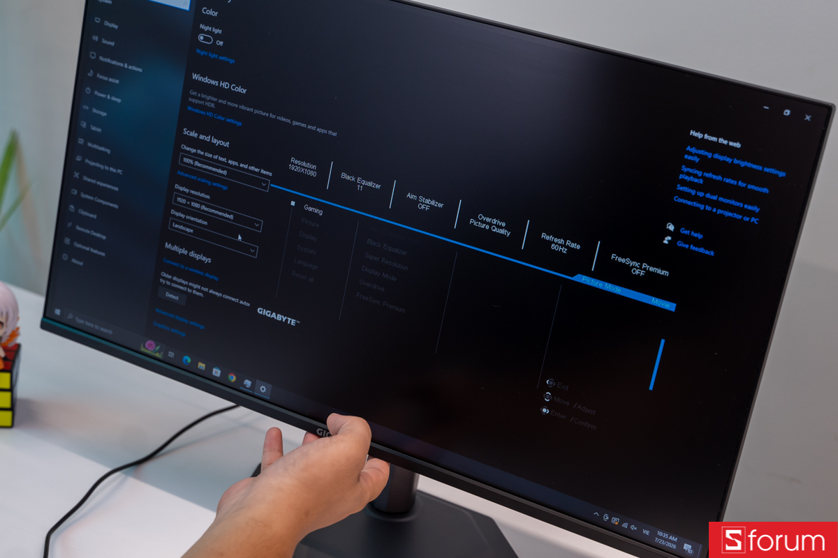 Menu OSD trên Gigabyte G25F2A