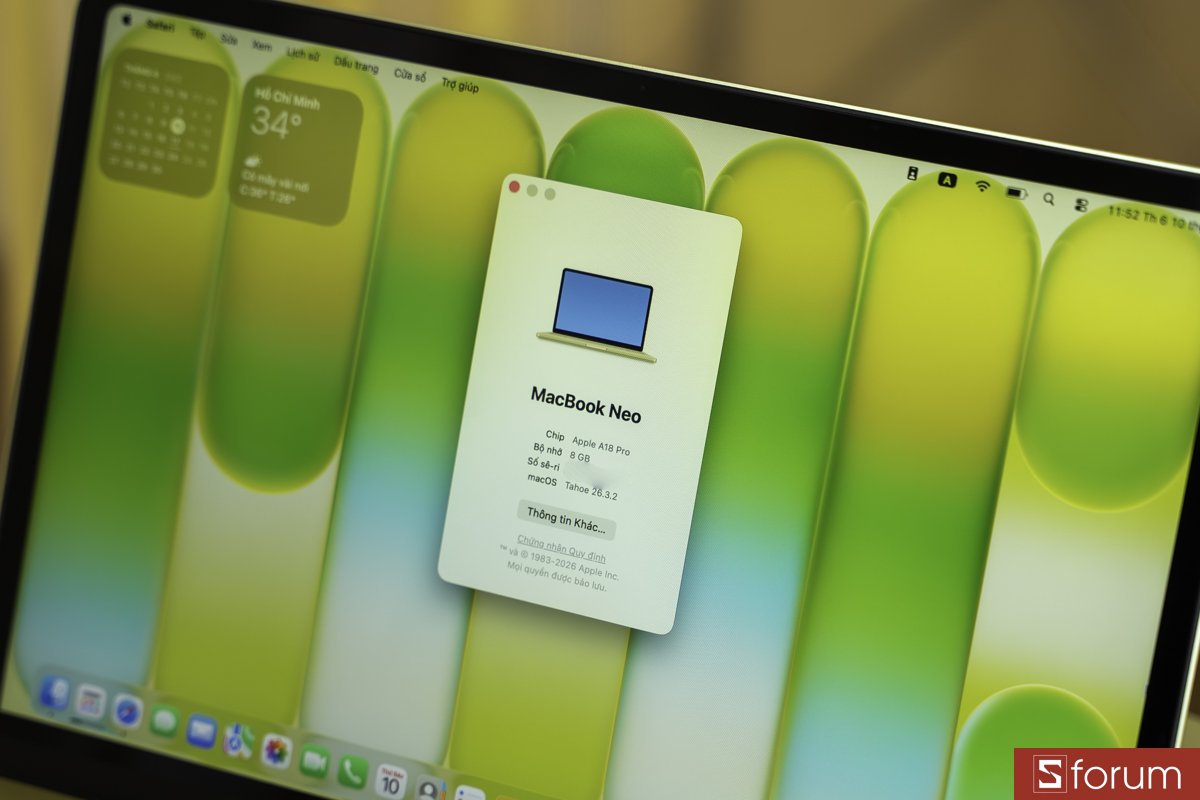 Thông số kỹ thuật trên MacBook Neo