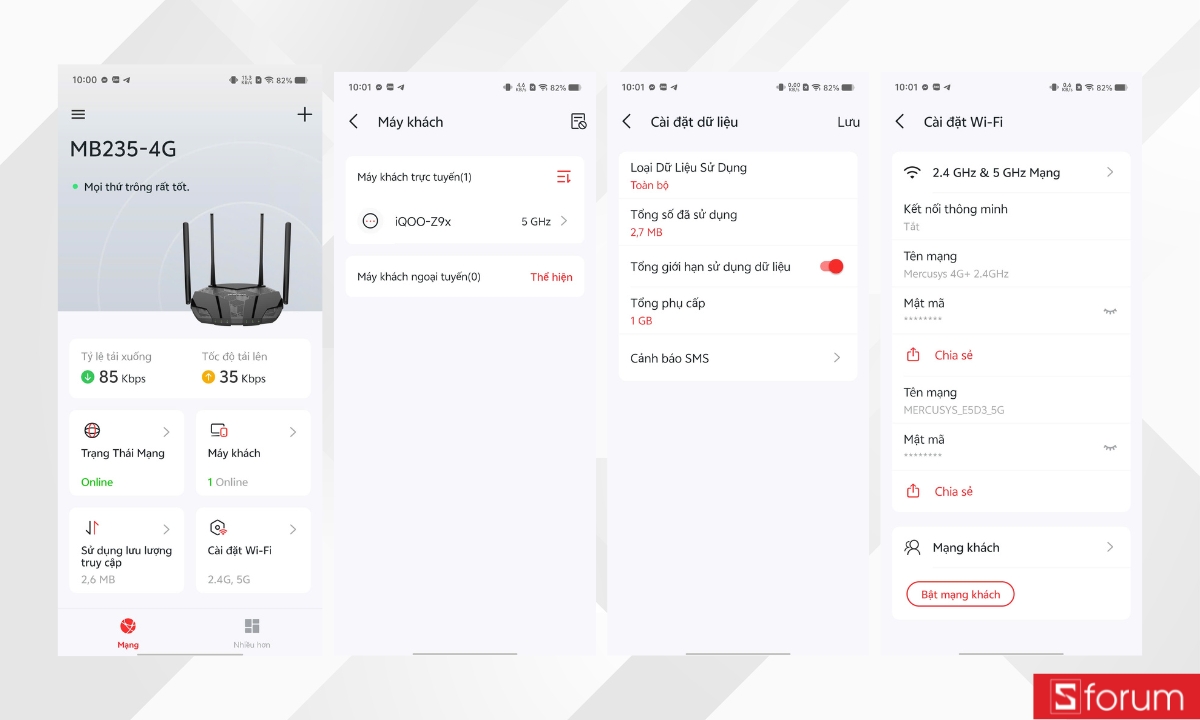 Các tính năng cơ bản trên MERCUSYS MB235-4G